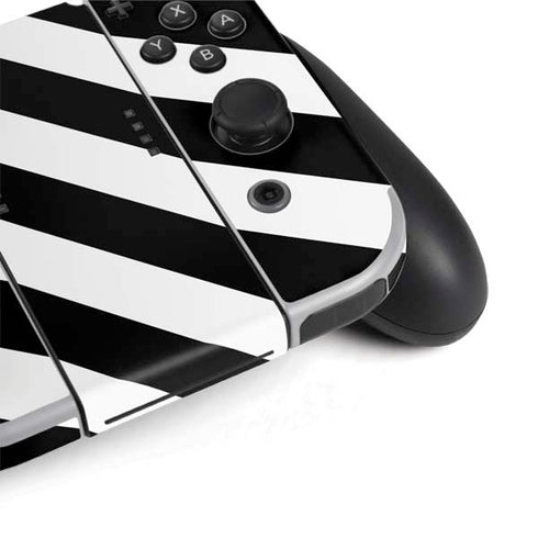 Black and White Geometric Stripes Nintendo Switch OLED (2021) Skin